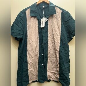 Stylish Green and Tan Men's Shirt new with tag xl coof Andy
